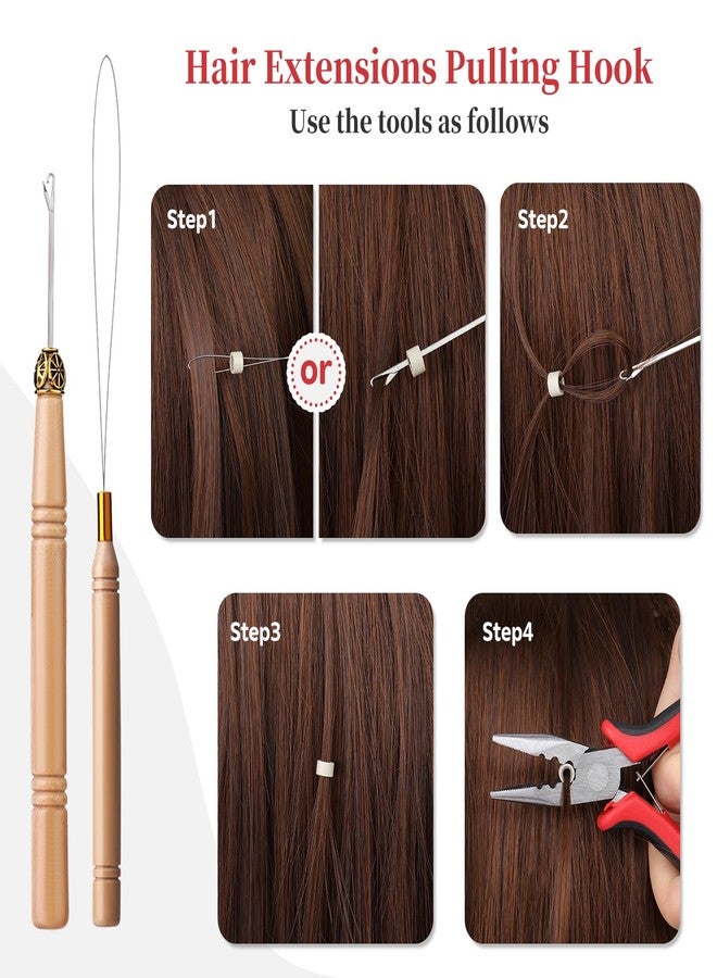 Fedmut Hair Extension Tools Kit, 5 Colors 1000Pcs Micro Silicone Rings Beads with Hair Extension Remove Pliers, Pulling Hook, Threads, Needle for Hair Extensions Hair Styling - Image 4
